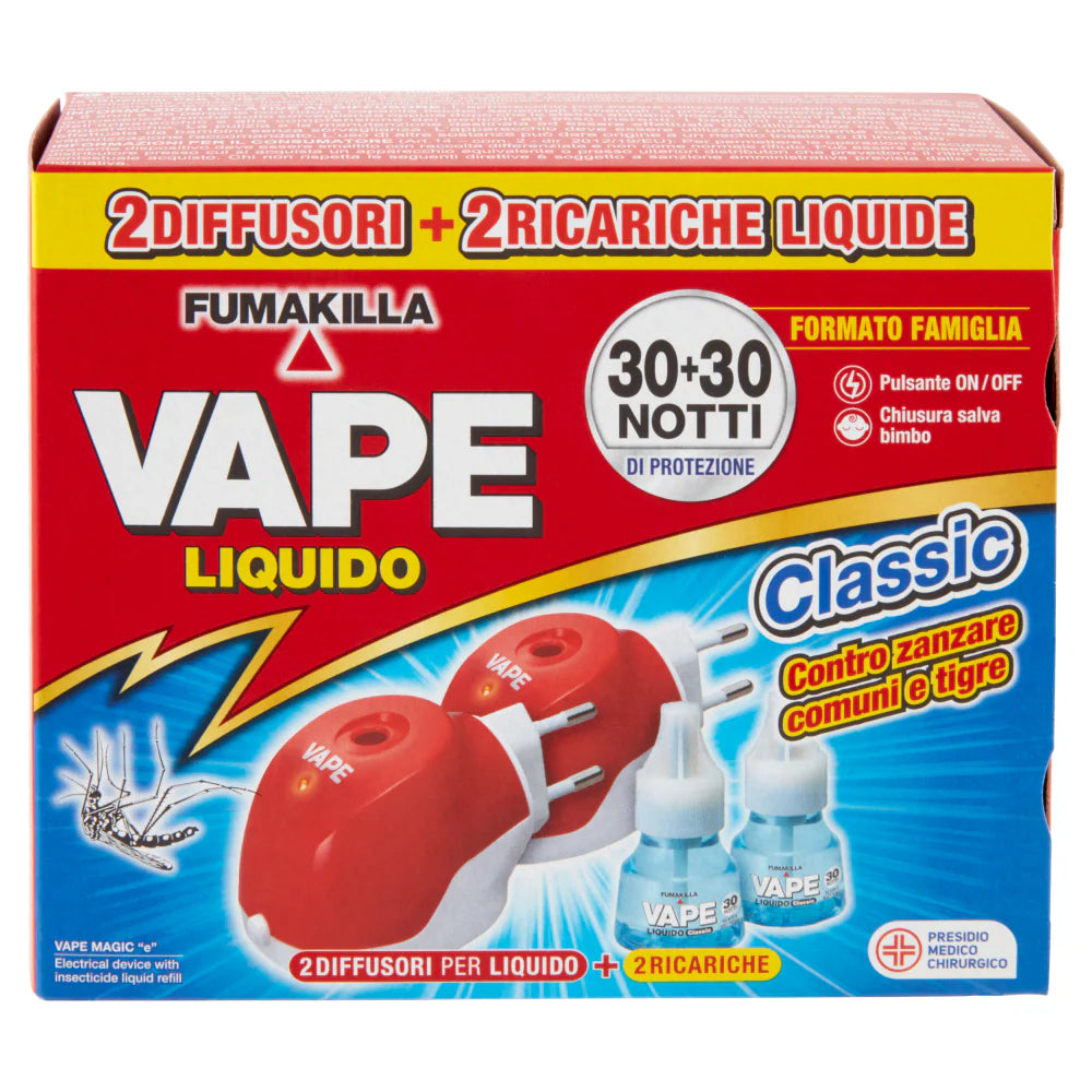 Vape 2 Diffusori Liquidi + Ricarica Liquida Classic 30+30 Notti