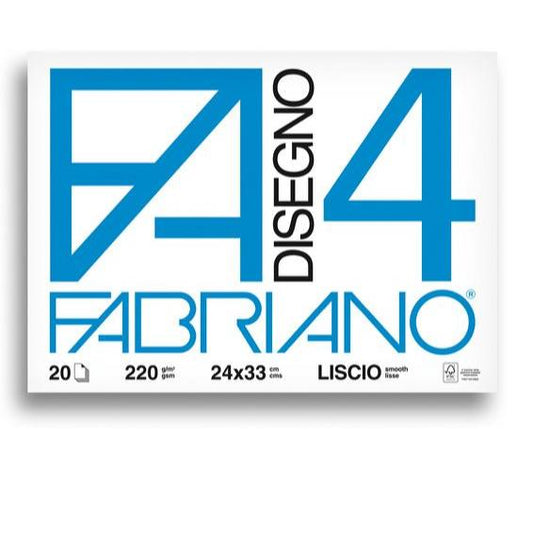 Fabriano F2 Album Disegno - A4+ 24x33 cm 220 g/m2 Liscio Bianco - 20 Fogli