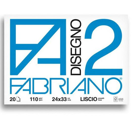 Fabriano F2 Album Disegno - A4+ 24x33 cm 110 g/m2 Liscio Bianco - 20 Fogli