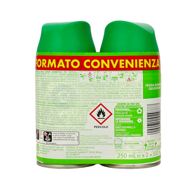 Airwick Freshmatic Spray Automatico Ricarica Bipacco 2x250 Ml Fresia Bianca E Gelsomino