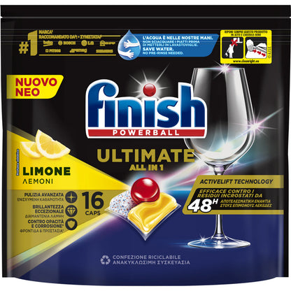 Finish Pastiglie Per Lavastoviglie Ultimate All In 1 16 Tabs Limone