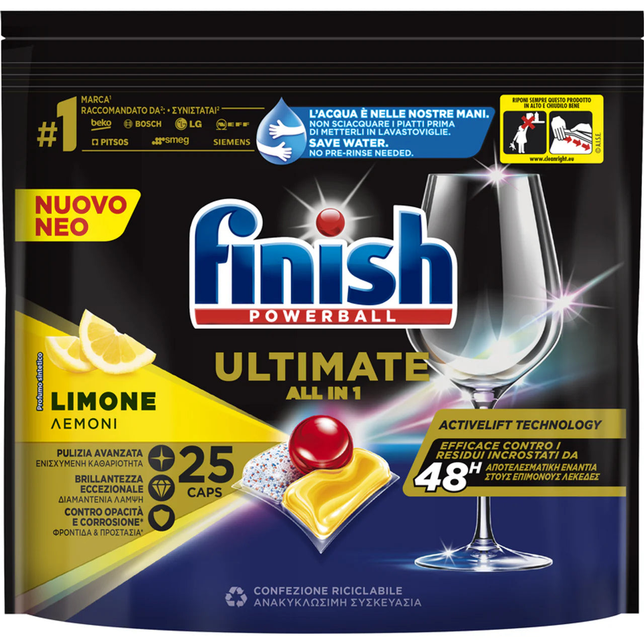 Finish Pastiglie Per Lavastoviglie Ultimate All In 1 25 Tabs Limone