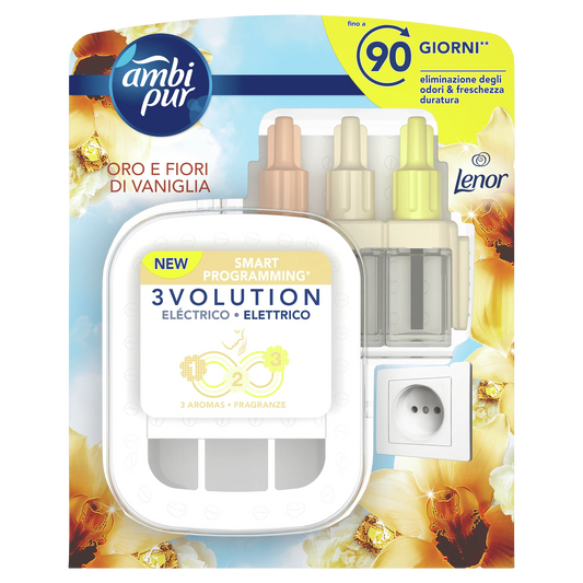 Ambi Pur Starter Kit Diffusore Elettrico 3Volution Per Ambienti 20ml - Oro e Fiori