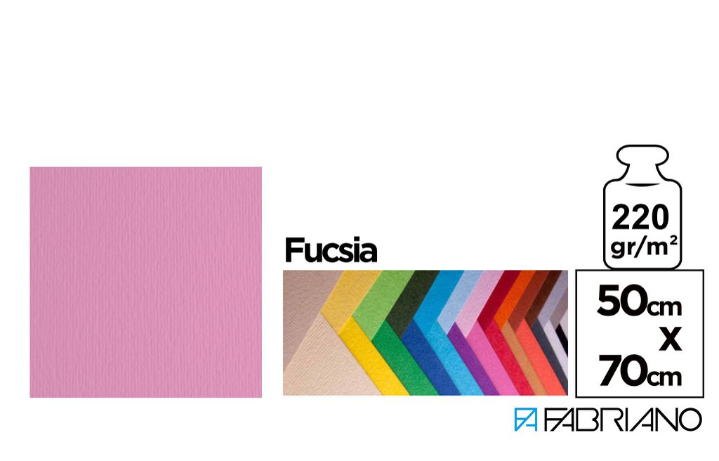 Fabriano Cartoncino Colore Fucsia 50x70 cm 220 g/m2 Conf. 20pz