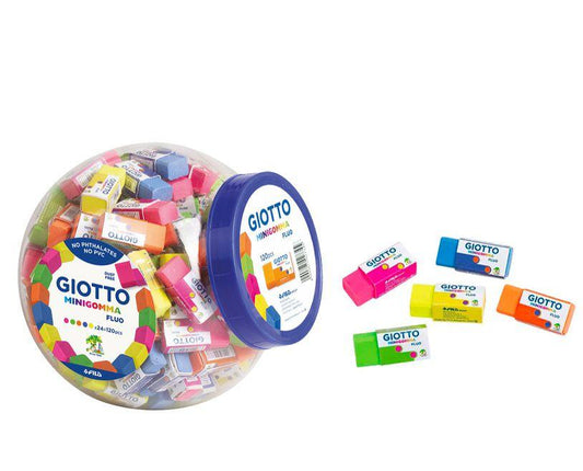 Giotto Minigomma Fluo Boccia 120pz