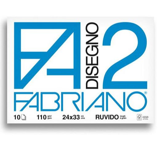 Fabriano F2 Album Disegno - A4+ 24x33 cm 110 g/m2 Ruvido Bianco - 10 Fogli