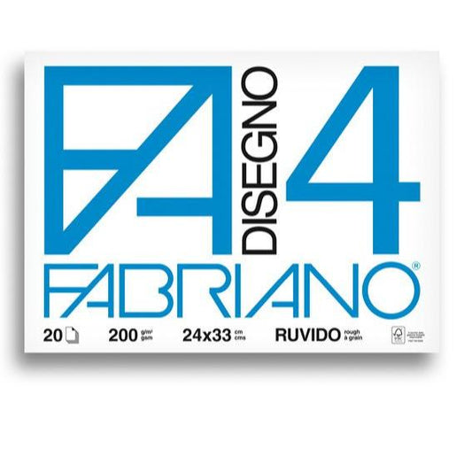 Fabriano F4 Album Disegno - A4+ 24x33 cm 200 g/m2 Ruvido Bianco - 20 Fogli