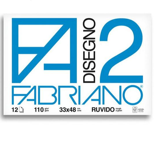 Fabriano F2 Album Disegno - A3+ 33x48 cm 110 g/m2 Ruvido Bianco - 12 Fogli