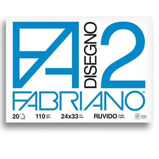 Fabriano F2 Album Disegno - A4+ 24x33 cm 110 g/m2 Ruvido Bianco - 20 Fogli