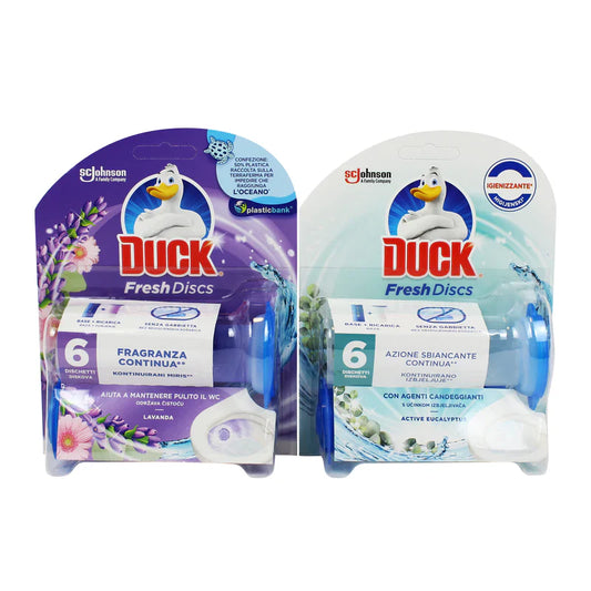 Duck Fresh Discs Gel Wc Base+Ricarica Con Agenti Candeggianti Fragranze Assortite 36ml