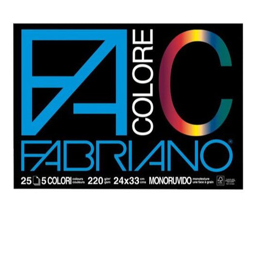 Fabriano Colore Album Disegno - A3+ 33x48 cm 220 g/m2 Ruvido 5 Colori - 25 Fogli Colorati