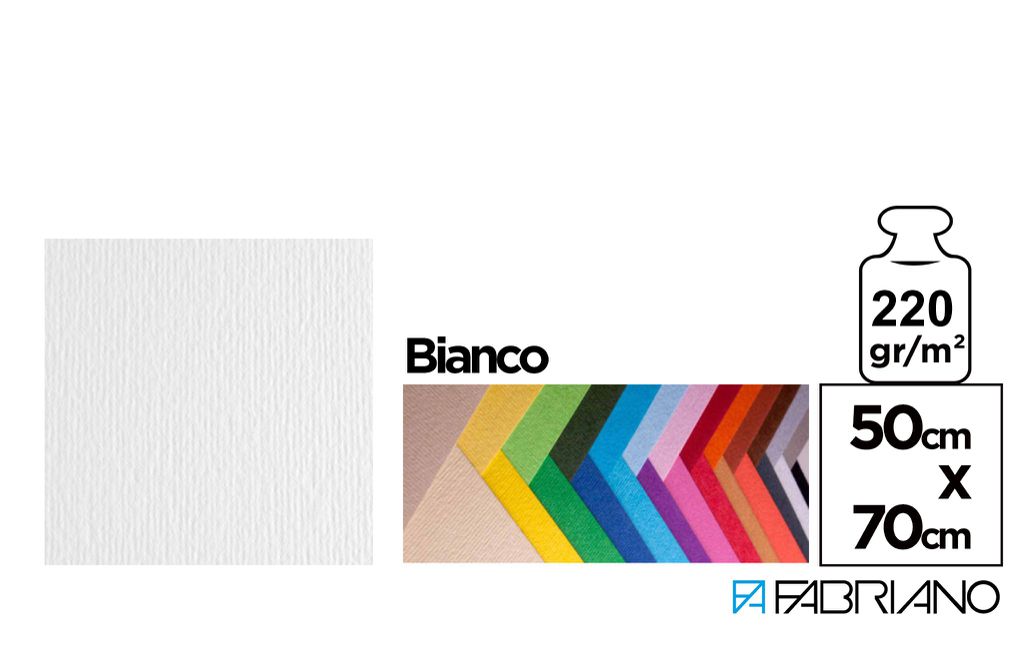 Fabriano Cartoncino Colore Bianco 50x70 cm 220 g/m2 Conf. 20pz