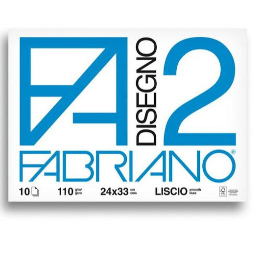 Fabriano F2 Album Disegno - A4+ 24x33 cm 110 g/m2 Liscio Bianco - 10 Fogli